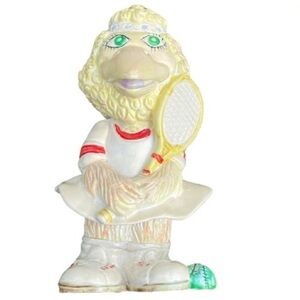 𝅺vintage Sesame Street Big Bird Bank Tennis 1984 Small World Importing